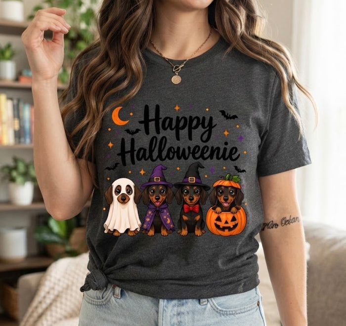 T-shirt Teckel Équipe "Joyeux Halloweenie"