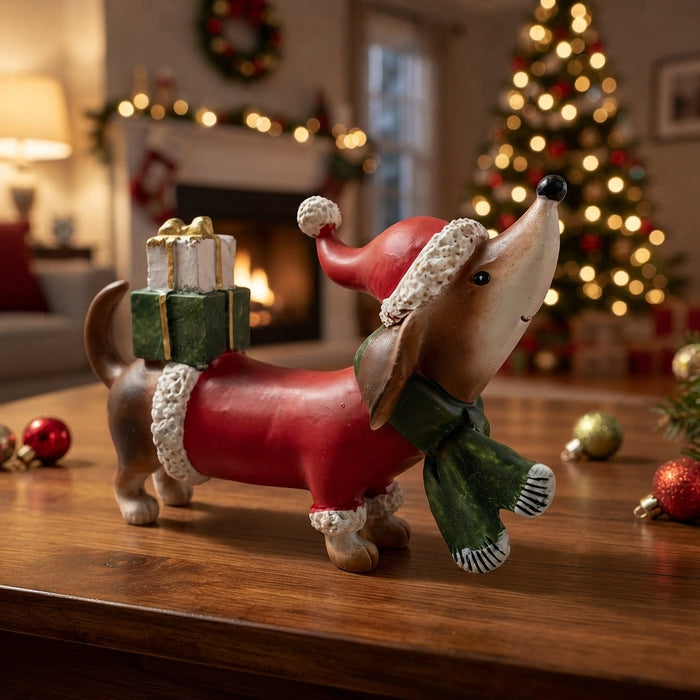 "Sausage Claus" Christmas Dachshund Figurine