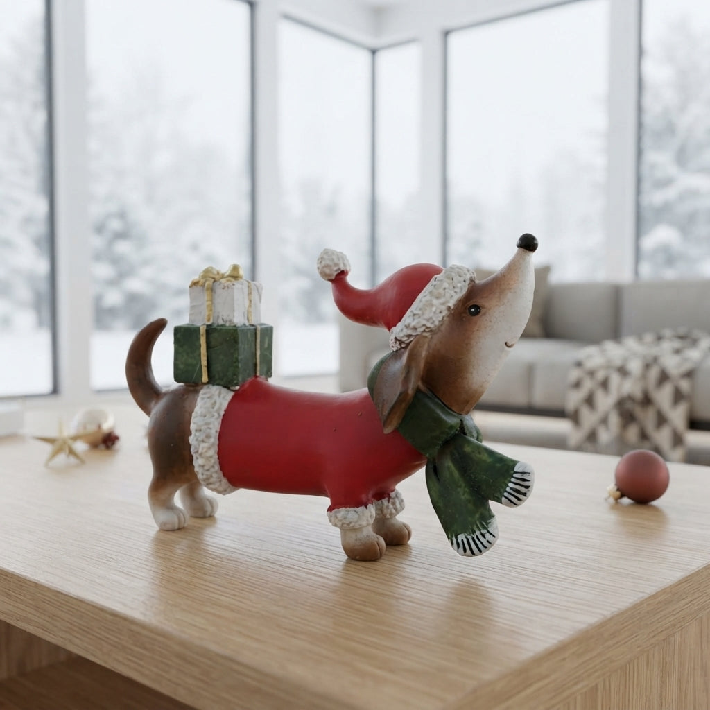 "Sausage Claus" Christmas Dachshund Figurine