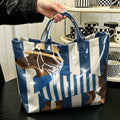 "Pink Stripe Pup" Dachshund Tote Bag
