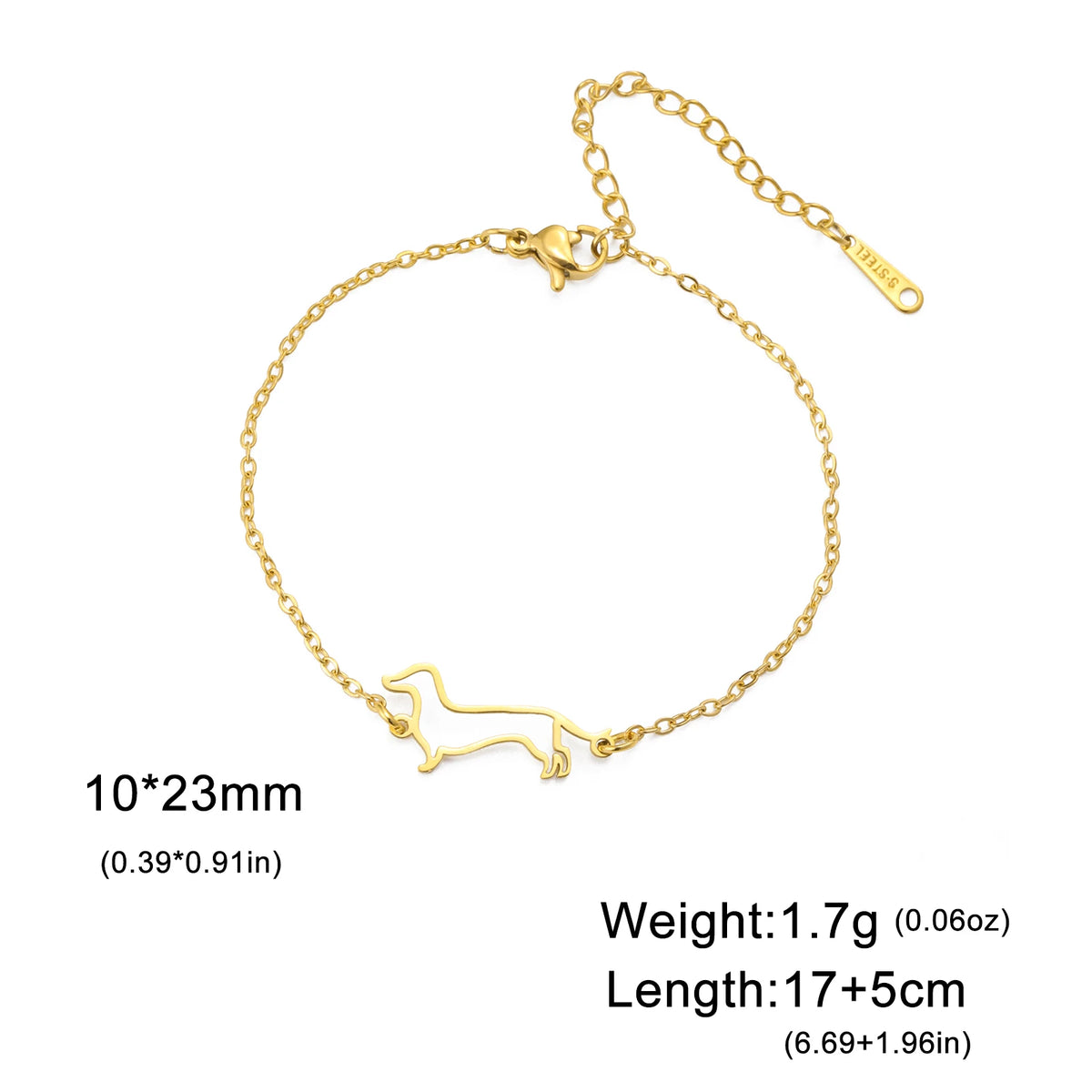 Cute Dachshund Dog Stainless Steel Bracelet for Women