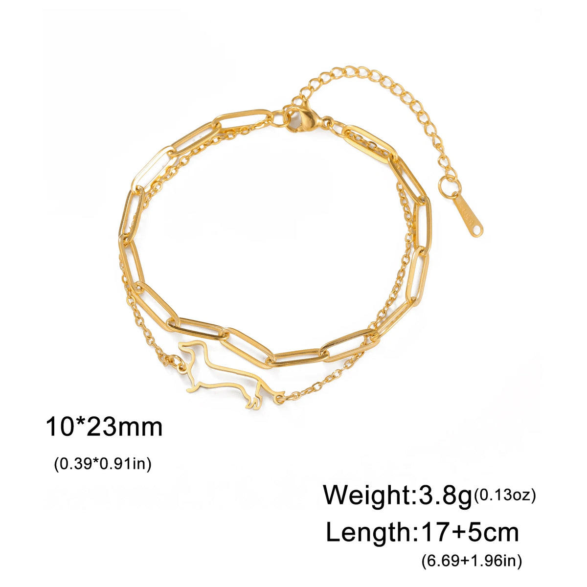 Cute Dachshund Dog Stainless Steel Bracelet for Women