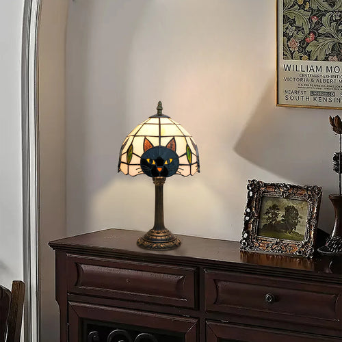 Black Cat Stained Glass Desk Lamp