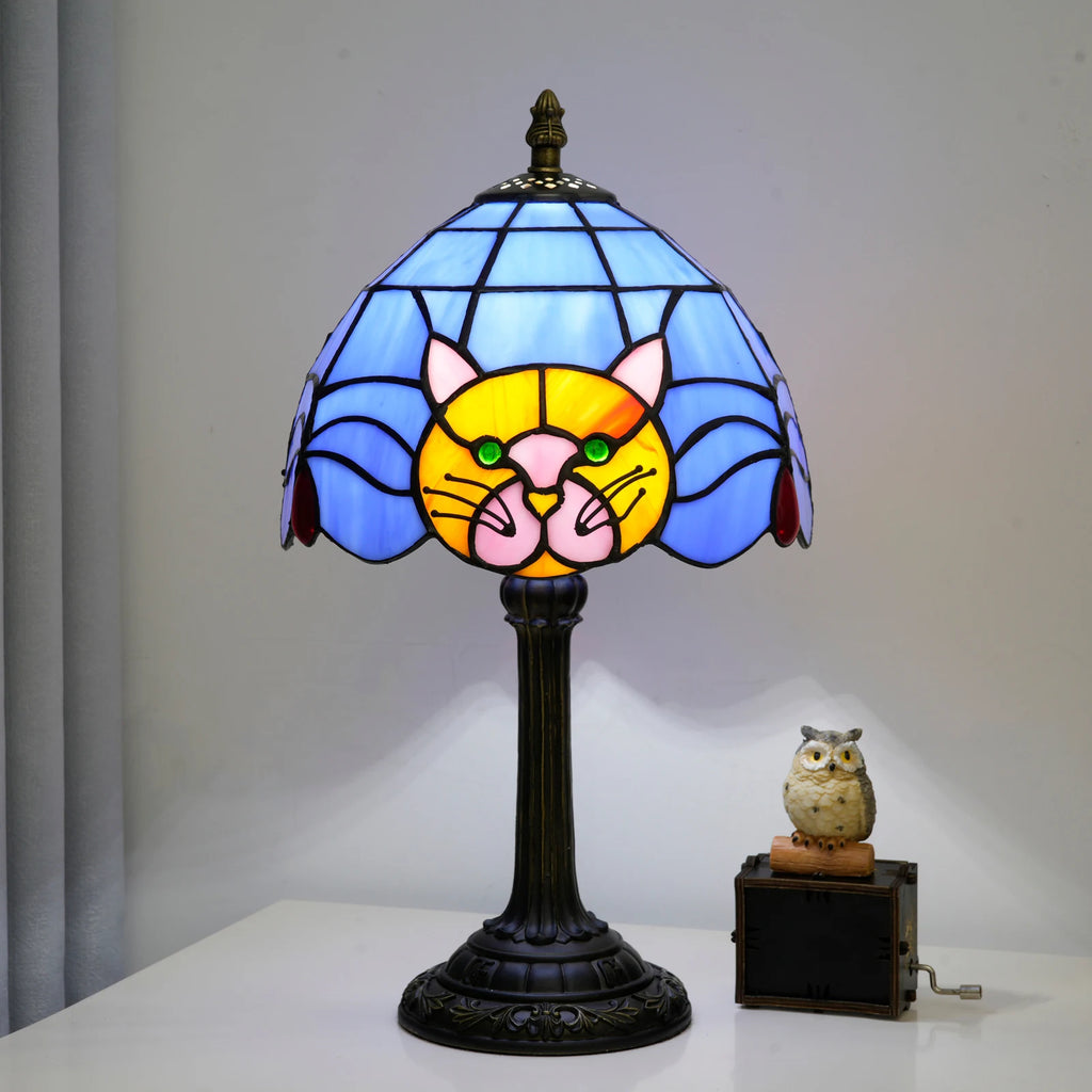 Black Cat Stained Glass Desk Lamp