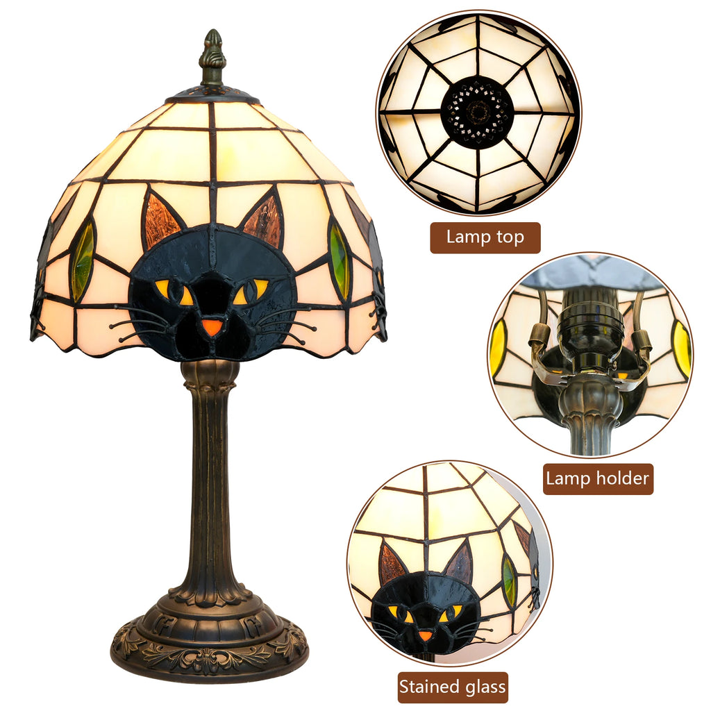Black Cat Stained Glass Desk Lamp