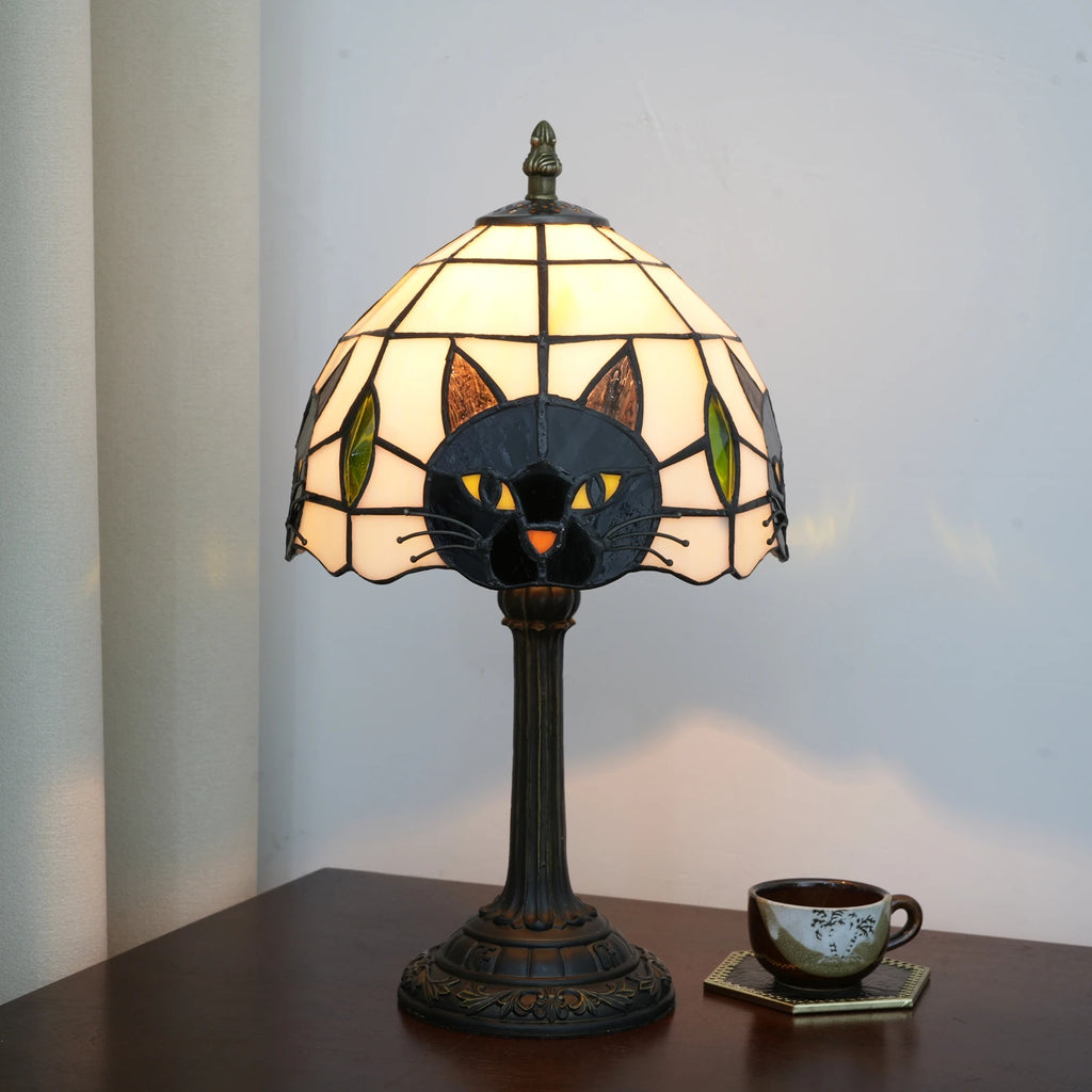 Black Cat Stained Glass Desk Lamp