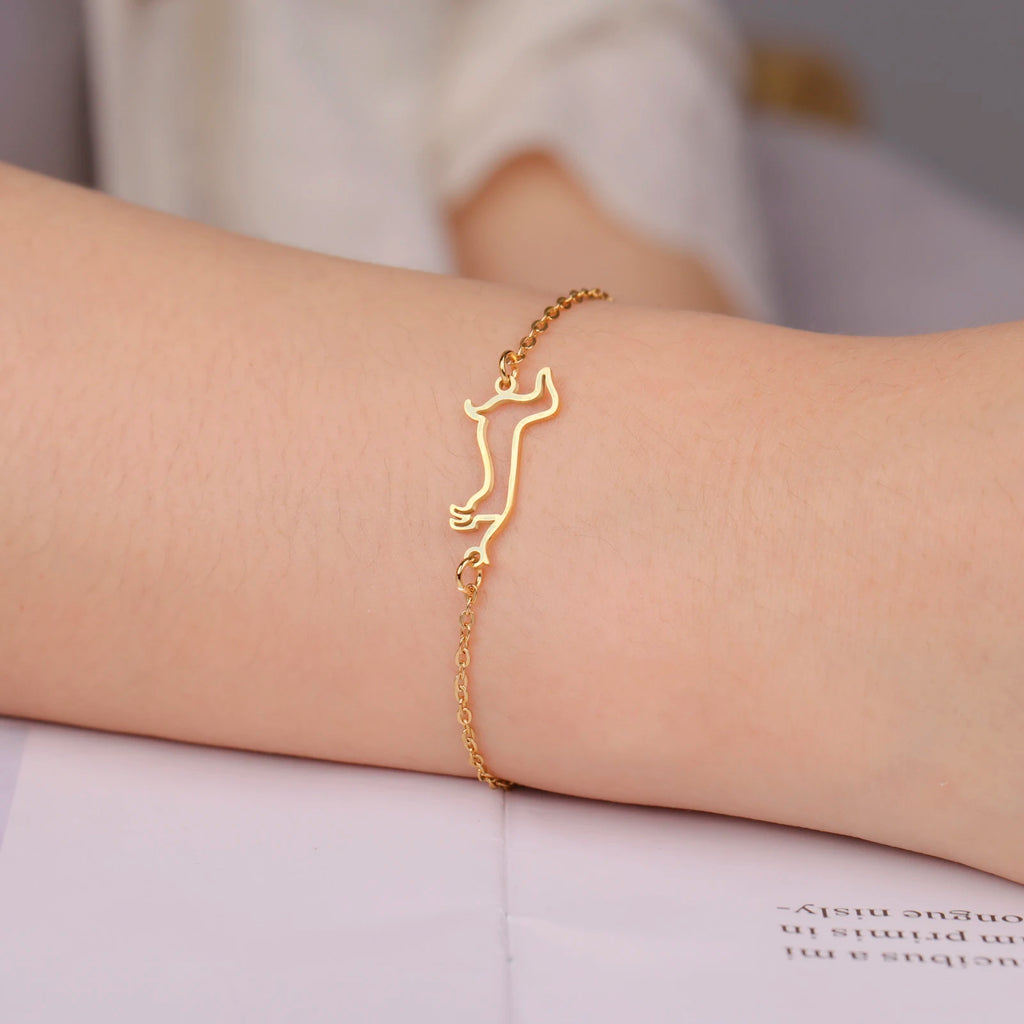 Cute Dachshund Dog Stainless Steel Bracelet for Women