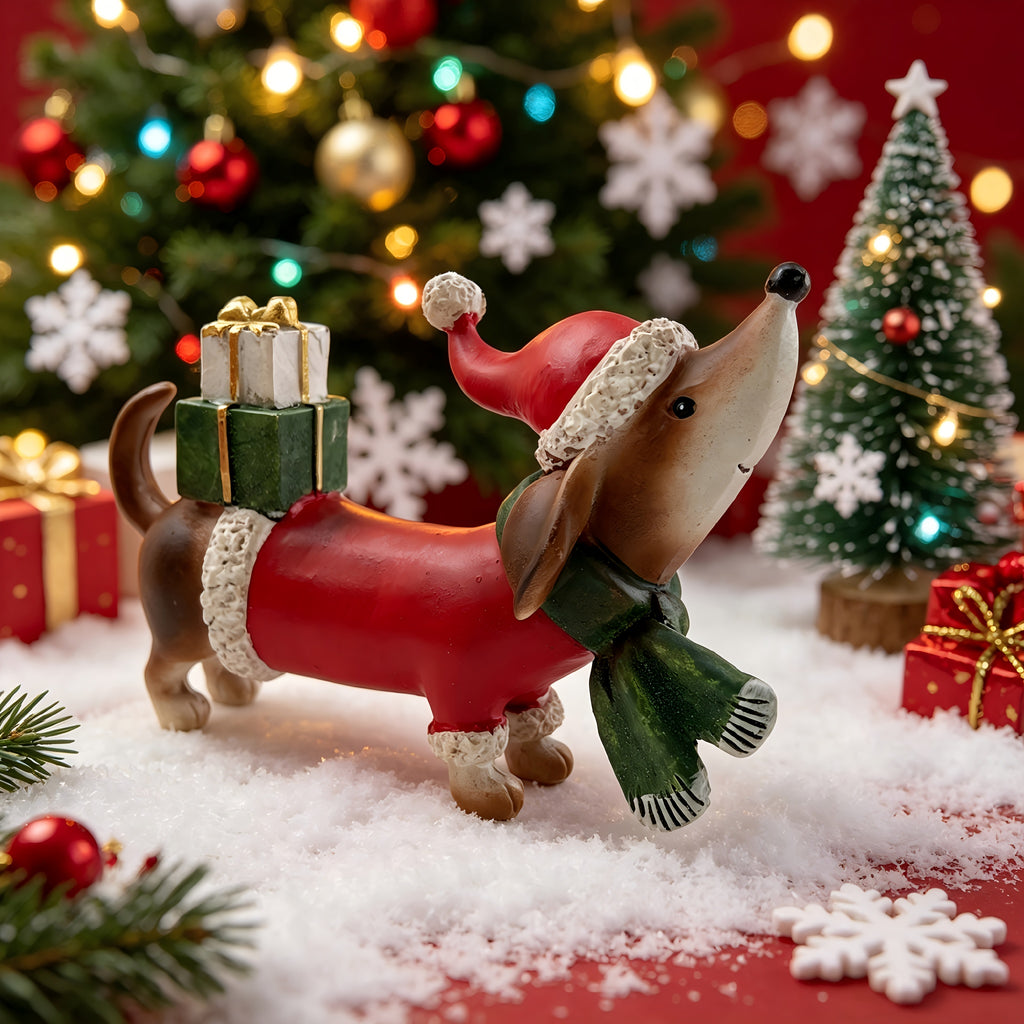 "Sausage Claus" Christmas Dachshund Figurine