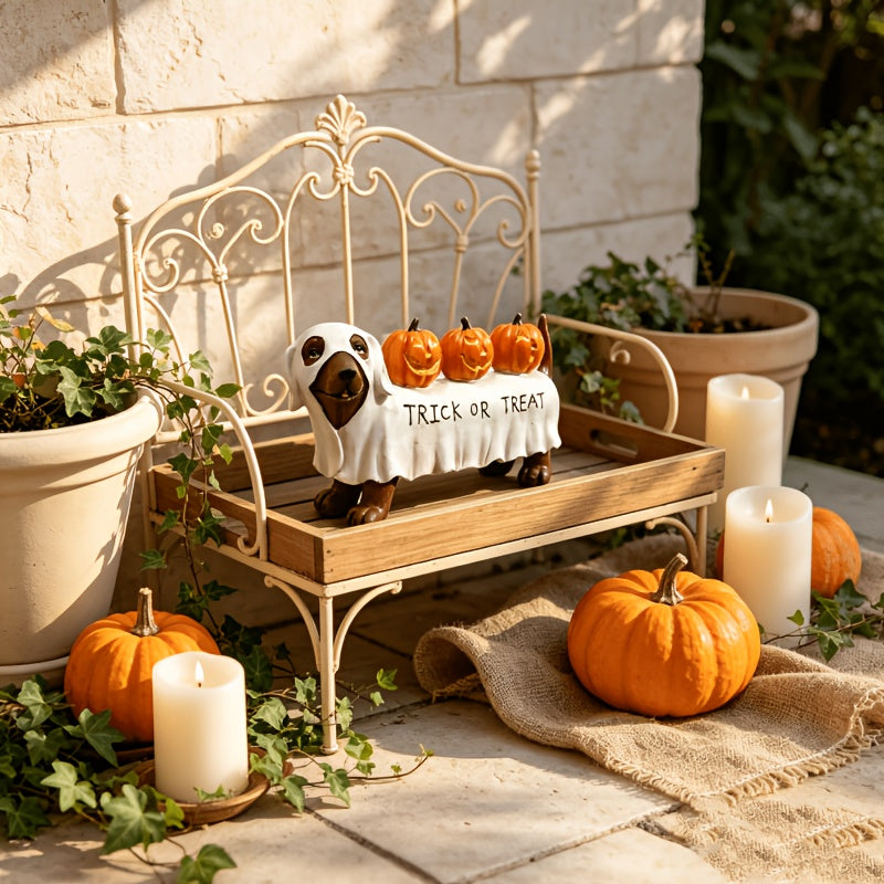 "Boo Dachshund" Trick or Treat Halloween Statue