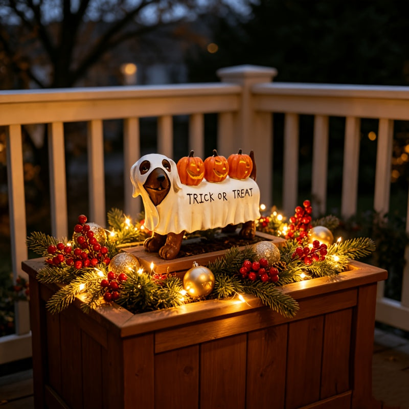 "Boo Dachshund" Trick or Treat Halloween Statue